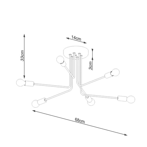 Sollux Lighting Kroonluchter NORAH 6 zwart - 68x68x33cm