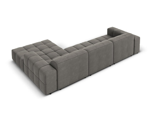 Cosmopolitan Design rechter hoekbank Chicago 4-zits, flueel lichtgrijs - 167x294x78cm