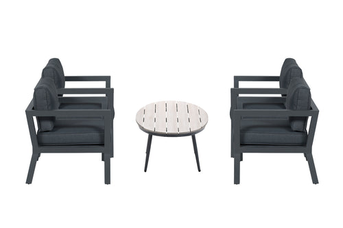 5-delige loungeset Ridge –4 luxe lounge fauteuils inclusief salontafel