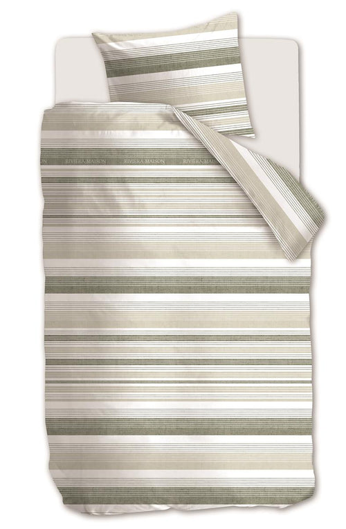 Riviera Maison dekbedovertrek Sturdy Stripe - 140x200/220 cm - grijsgroen - vtwonen shop