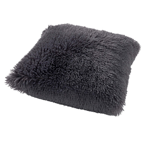 FLUFFY - Kussenhoes 45x45 cm - superzacht - effen kleur - Charcoal Gray - antraciet