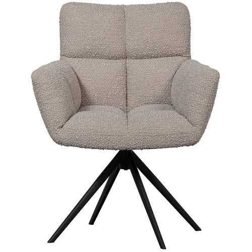 WOOOD draaistoelen Vinny - Bouclé - Zand - Set van 6