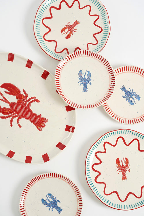 Mica Decorations Ariane Dinerbord - Set van 4 - Ø27 cm - Steengoed - Rood - vtwonen shop