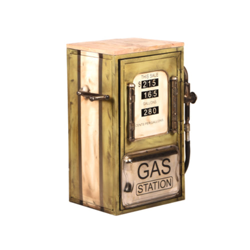 StarFurn Sidetable Vintage Gas Station - Groen Metaal - 57x36x71cm - vtwonen shop