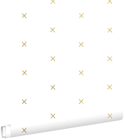 ESTAhome behang grafisch motief wit en goud - 53 cm x 10.05 m - 139129