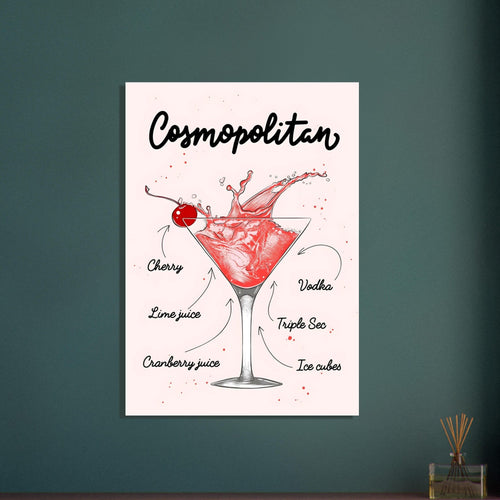 Artfulprints  Cosmopolitan cocktail II – Illustratie   poster 30x40 cm