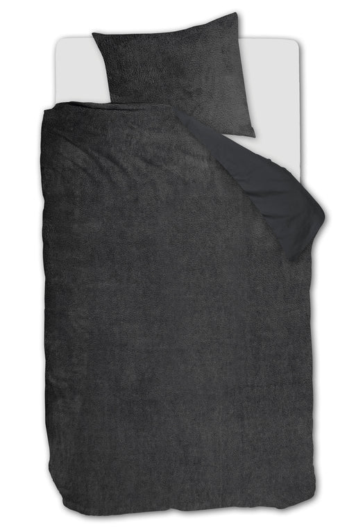 Ambiante Plush Teddy dekbedovertrek - Eenpersoons - 140x200/220 - Antraciet