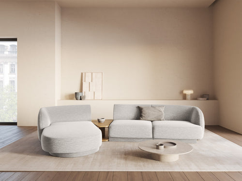 Micadoni linker modulaire bank Miley 3-zits, structurele stof geld - 178x303x70cm