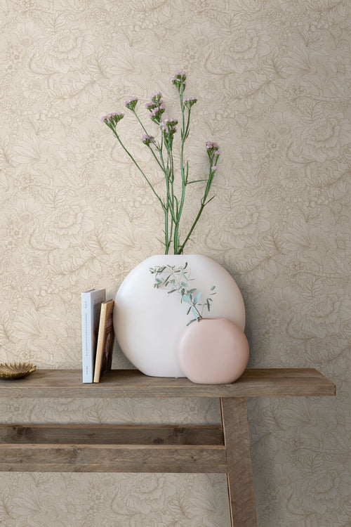 ESTAhome behang bloemmotief beige - 53 cm x 10.05 m - 139795