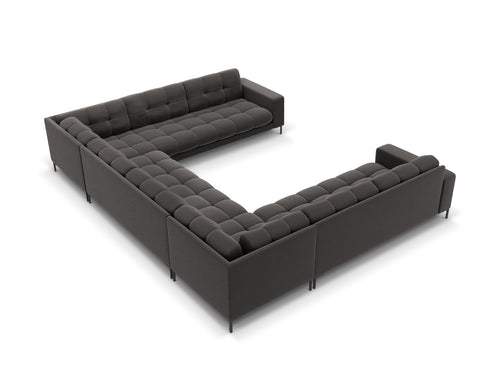 Cosmopolitan Design Panoramische bank Bali 9-zits, flueel, donkergrijs - 256x327x75cm