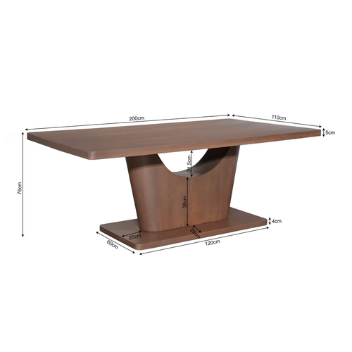 Starfurn  eettafel Voco - bruin - 110x200x76cm