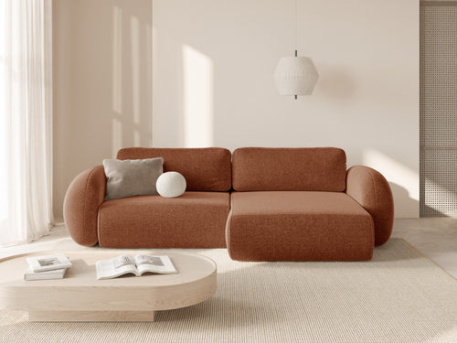 Cosmopolitan Design Omkeerbare converteerbare hoekbank met opbergdoos Tonale 4-zits, chenille baksteen - 149x262x88cm