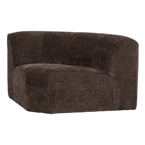 WOOOD hoekelement rond Mojo Base - Ribstof - Bruin - 74x110x110