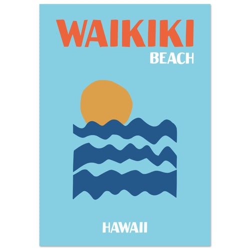 Artfulprints  Hawaii - Waikiki Beach   poster A4 21x29.7 cm - vtwonen shop