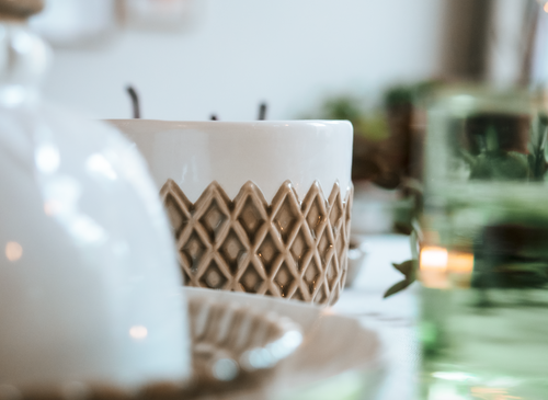 Return to Sender Kom - Taupe ruitmotief - vtwonen shop