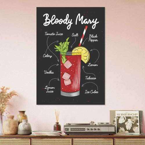 Artfulprints  Bloody Mary cocktail – Illustratie   poster A4 21x29.7 cm