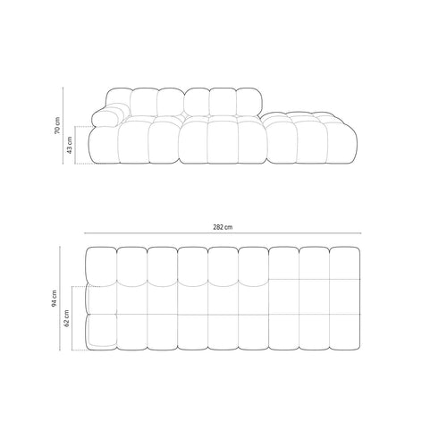 Cosmopolitan Design - Rechte modulaire bank Cortina 4-zits, flueel cappuccino - 94x282x70cm