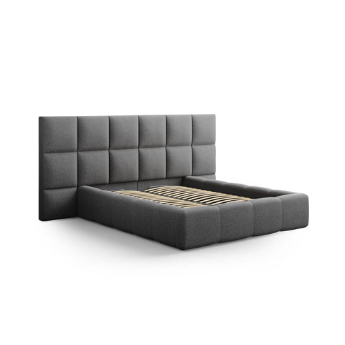 Cosmopolitan Design - Opbergbed met hoofdeinde Livigno 200x140cm structurele stof donkergrijs - 230x200x125cm