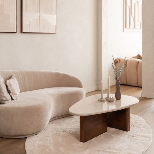 Giga Meubel Salontafel Ayla Organisch - Marmer/Hout - Donkerbruin - 120x70x38cm - vtwonen shop