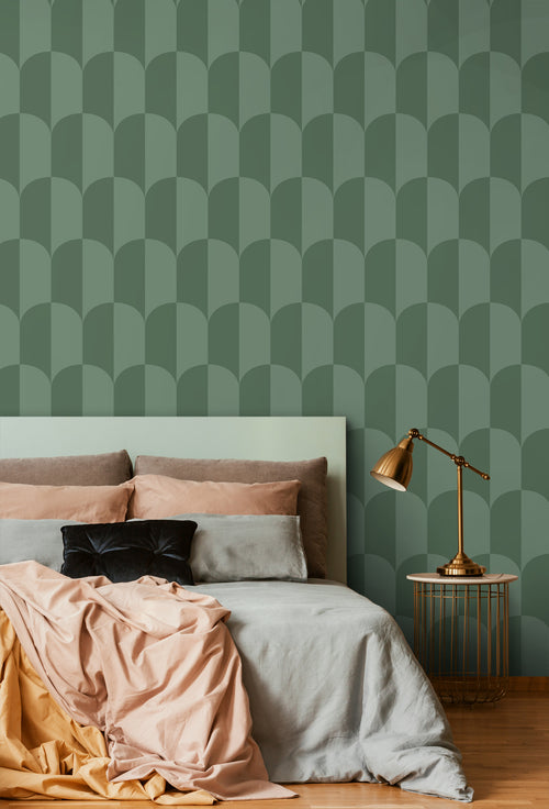 ESTAhome behang art deco bogen vergrijsd zeegroen - 53 cm x 10.05 m - 139995 - vtwonen shop