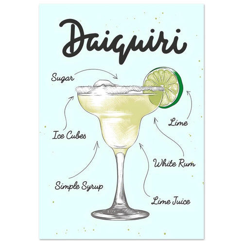 Artfulprints  Daiquiri cocktail – Illustratie   poster 70x100 cm