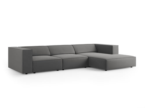 Cosmopolitan Design rechter hoekbank Arendal 4-zits, flueel, cement - 166x284x70cm