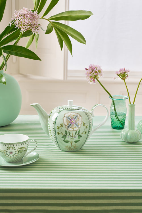 Pip Studio - Theepot Lily & Lotus Tiles - Lichtgroen - 1,6 liter