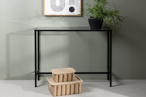 Rebellenclub Sidetable Toa - 100 x 30 cm - Zwart met Glas - vtwonen shop