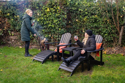 MaximaVida kunststof adirondack tuinstoel set Montreal zwart - luxe uitvoering