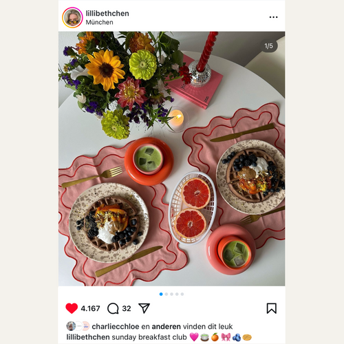 Kulu Club placemats Wavy - linnenmix - roze - set van 2 - vtwonen shop