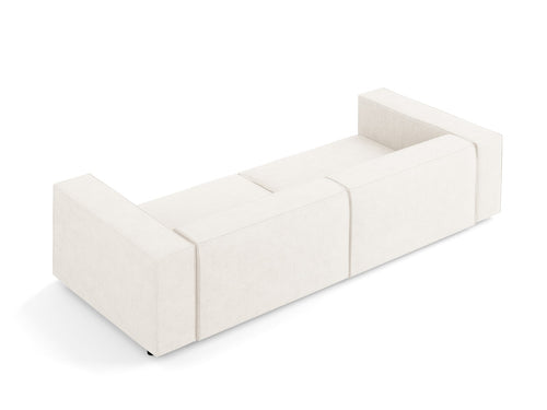 Cosmopolitan Design Bank Arendal 4-zits, chenille met ribbeleffect, ivoor - 102x244x70cm