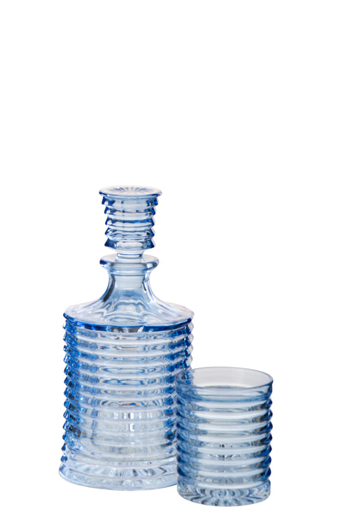 J-Line karaf Geribbeld - glas - lichtblauw