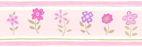 ESTAhome zelfklevende behangrand bloemen licht roze - 500 x 17.6 cm - 170001