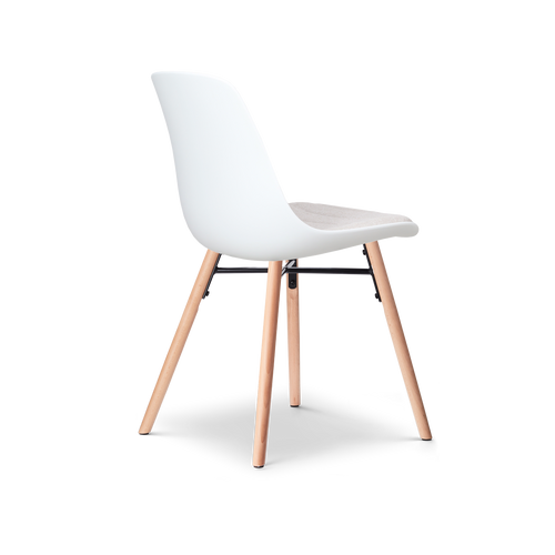 Nolon Nena-Liv Eetkamerstoel Wit - Beige Kussen - Houten Poten - vtwonen shop