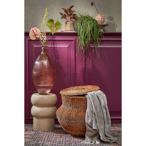 Mica Decorations Tacoma Opbergmand met Deksel - H48 x Ø55 cm - Jute - Geel