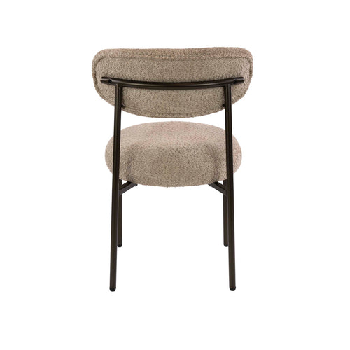 Giga Living Eetkamerstoel Round - Zand/Bruin Bouclé - Set van 2