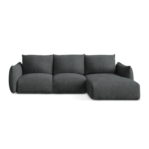 LaMiaSofa hoekbank rechts Savona - chenille stof - donkergrijs - 242x162x90
