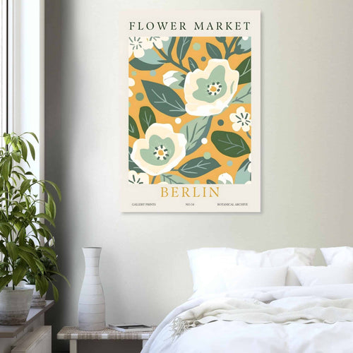 Artfulprints Poster met Lijst Flower market - Berlin I   - A4 21x29.7 cm - Meerkleurig