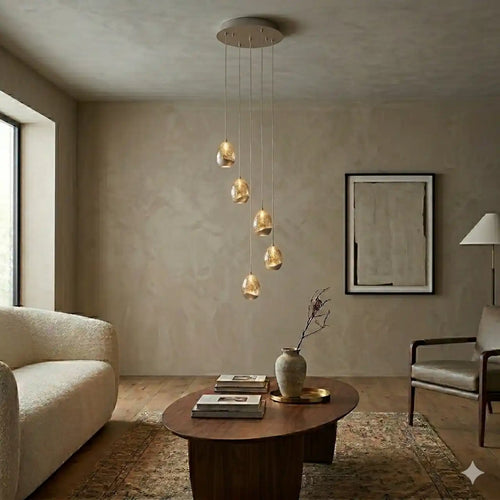 Highlight hanglamp Egg - 5 lichts - 30  x 155   cm - champagne