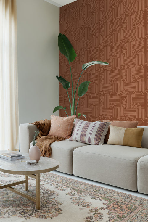 ESTAhome behang grafisch 3D motief terracotta - 53 cm x 10.05 m - 139938 - vtwonen shop