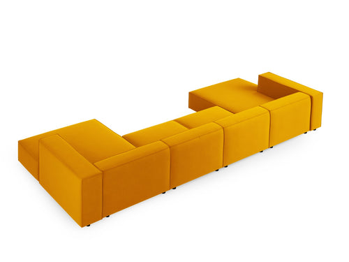 Cosmopolitan Design Panoramische bank Arendal 6-zits, flueel, geel - 166x364x70cm