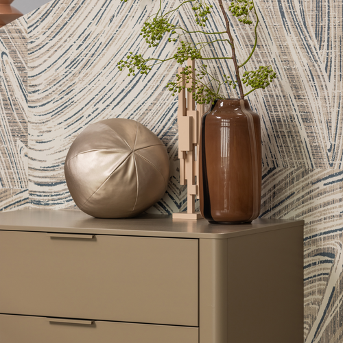 WOOOD vaas met streep Selena - Glas - Bruin - vtwonen shop