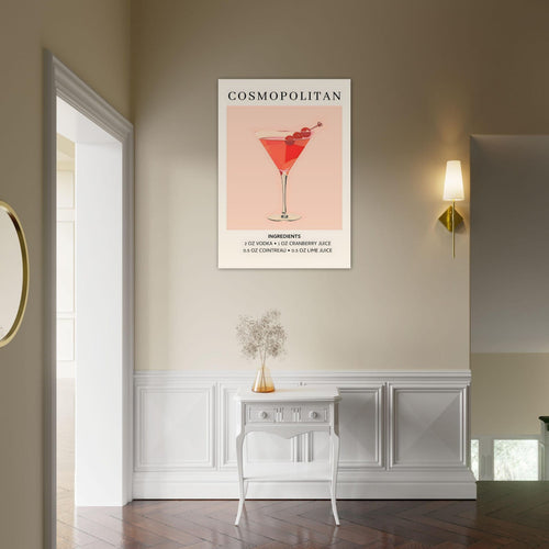 Artfulprints Poster Cosmopolitan cocktail - Ingrediënten   - 70x100 cm - Roze