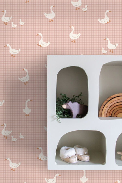 ESTAhome behang schattige ganzen roze - 50 x 900 cm - 132186