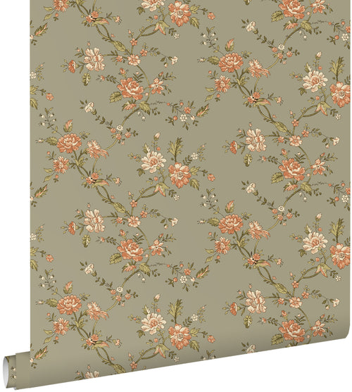ESTAhome behang vintage bloemen groen - 50 x 900 cm - 132207