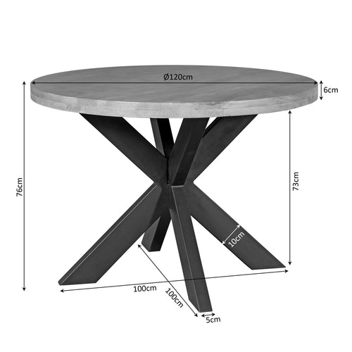 Starfurn Eettafel Dakota - Rond Naturel Hout - Ø120x76cm