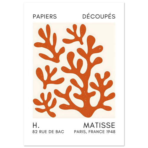 Artfulprints Poster Matisse – Coral shadows orange   - A4 21x29.7 cm - Oranje
