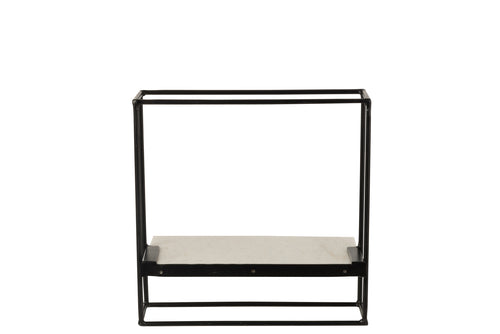 J-Line wanddecoratie 1 Plank - ijzer/marmer - zwart/wit - small - vtwonen shop