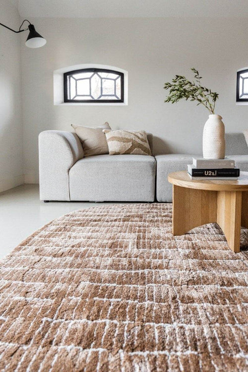 Interieur05 vloerkleed Rectangle Edge - bruin/wit - 200 x 290 cm