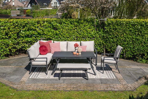 Sergio aluminium lounge-diningset - 8-persoons - links - zand - vtwonen shop